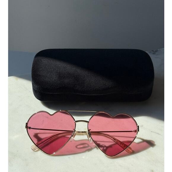 NEW Gucci GG1283S Gold Metal Heart Sunglasses $535 main image 7